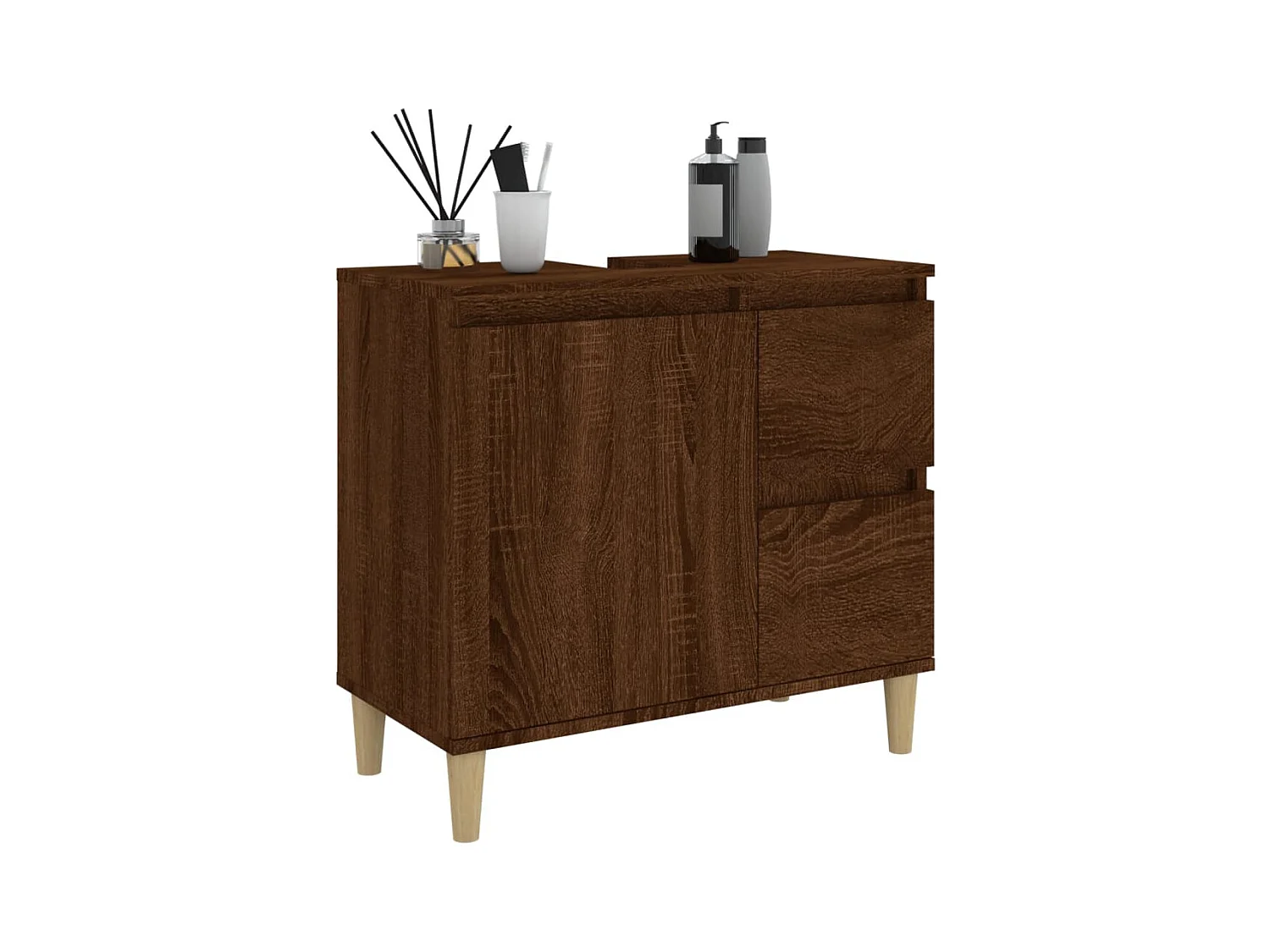 Armario de baño madera contrachapada marrón roble 65x33x60 cm ES395216