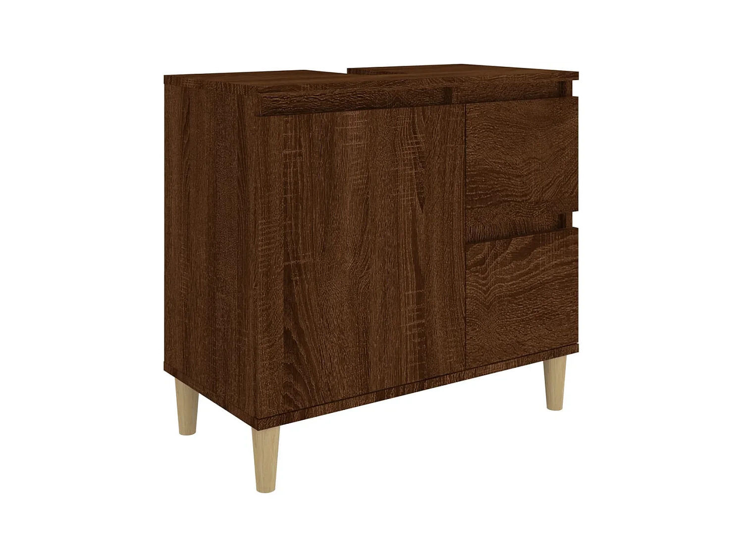 Armario de baño madera contrachapada marrón roble 65x33x60 cm ES395216