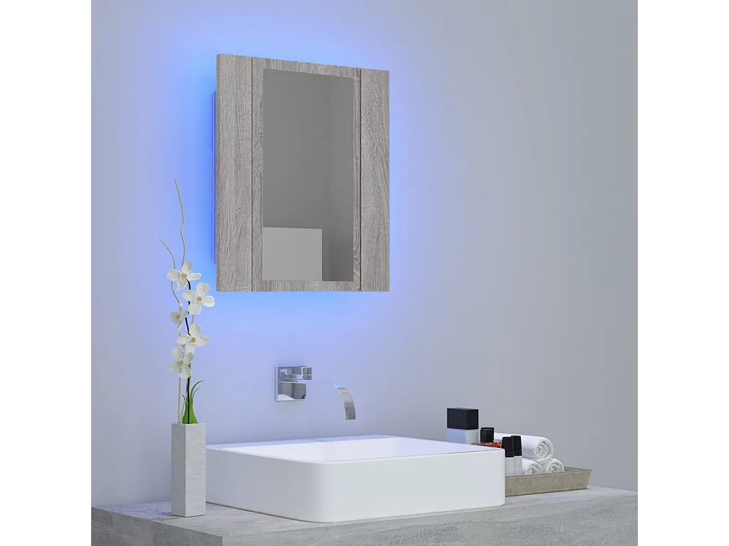 Armoire à miroir LED de salle de bain sonoma gris 40x12x45 cm FR12755