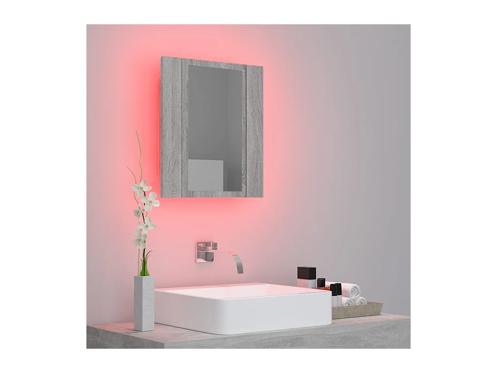 Armoire à miroir LED de salle de bain sonoma gris 40x12x45 cm FR12755