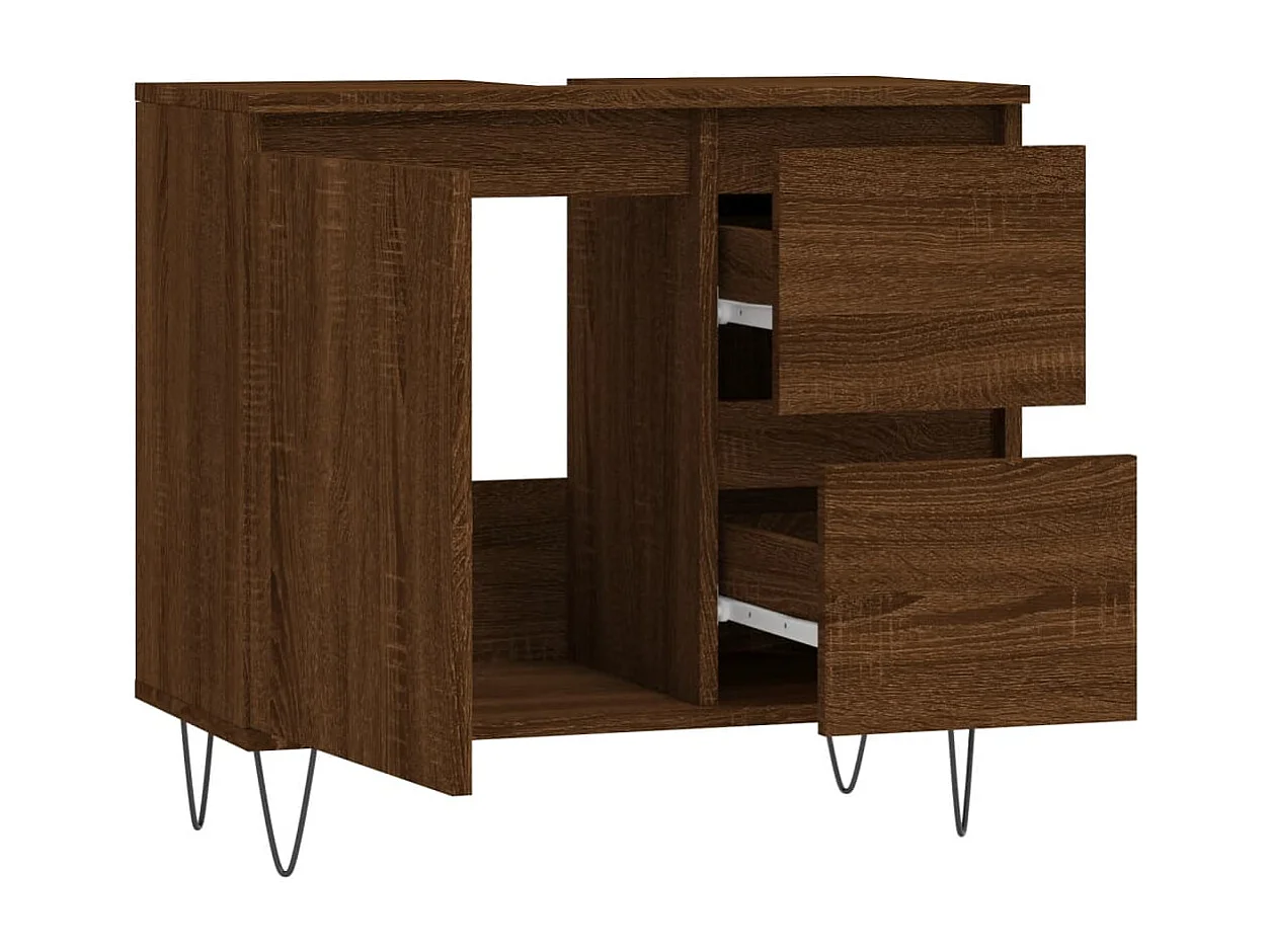 Armoire de bain chêne marron 65x33x60 cm bois d'ingénierie FR98197