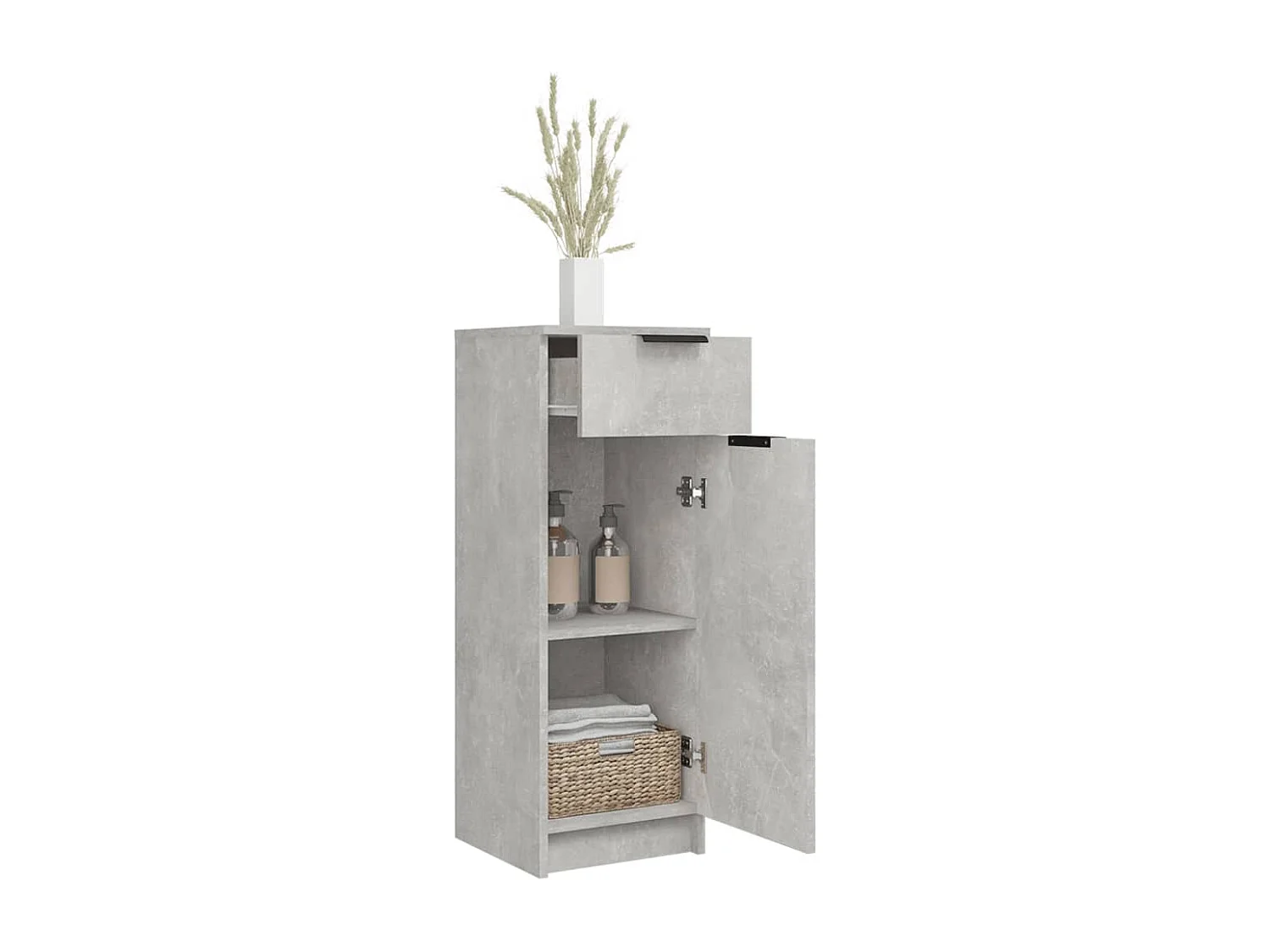 Armario de baño madera contrachapada gris hormigón 32x34x90 cm ES951850