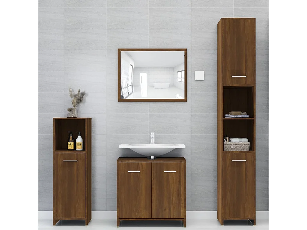 Armoire de bain Chêne marron 30x30x95 cm Bois d'ingénierie FR91464