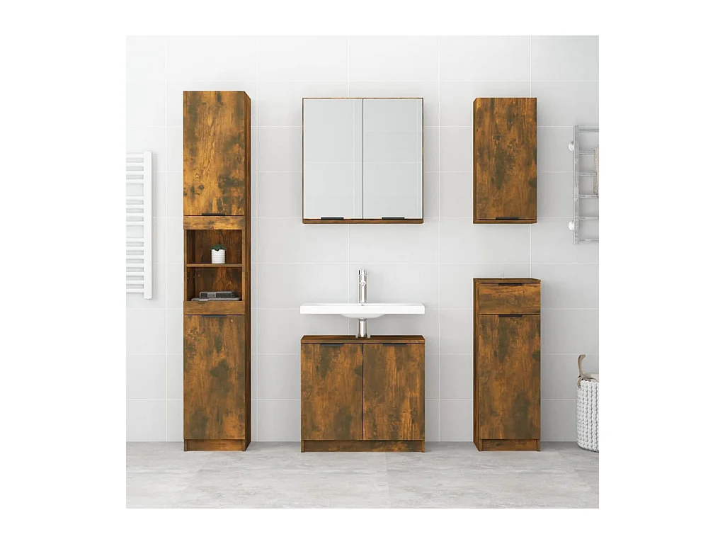 Armoire de salle de bain murale Chêne fumé 32x20x67 cm FR60228