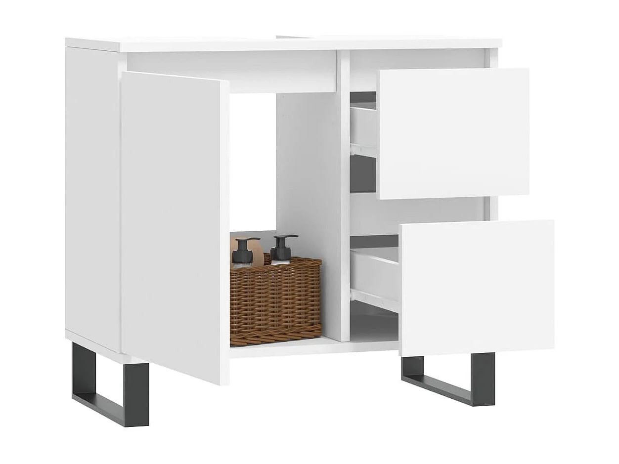 Armoire de salle de bain blanc 65x33x60 cm bois d'ingénierie FR93133