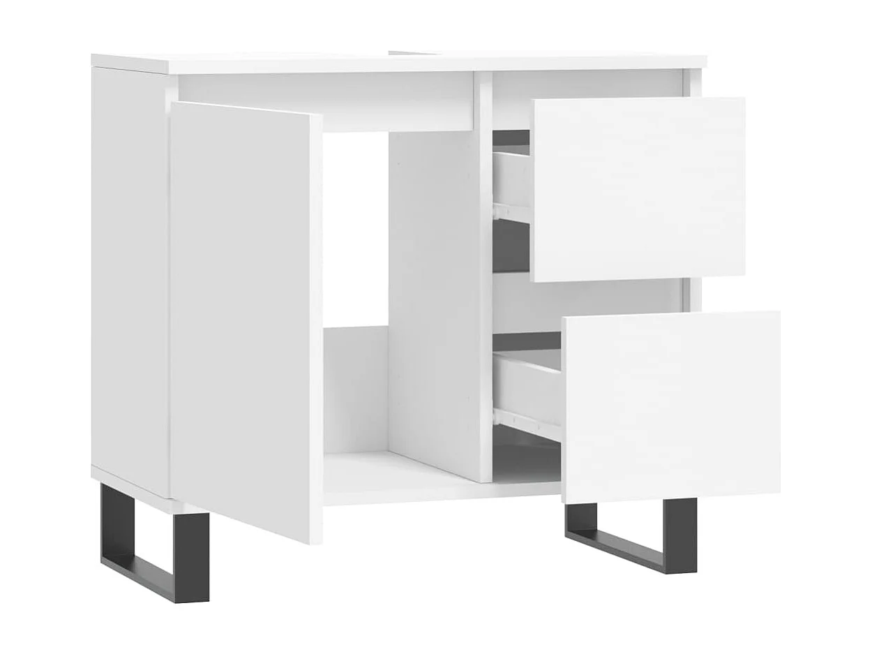 Armoire de salle de bain blanc 65x33x60 cm bois d'ingénierie FR93133