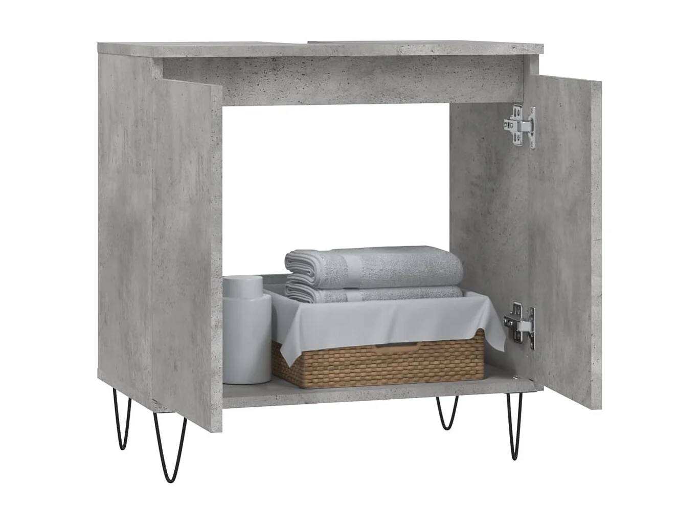 Armoire de bain gris béton 58x33x60 cm bois d'ingénierie FR46262