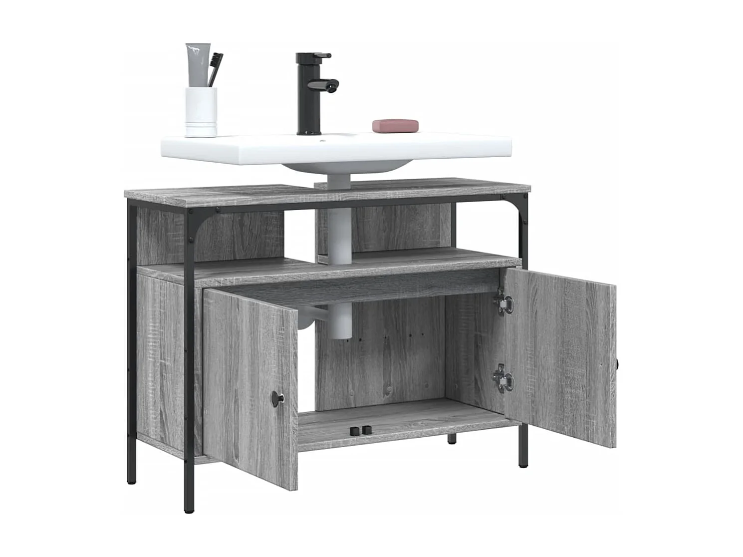 Meuble sous vasque sonoma gris 80x30x60 cm FR71413