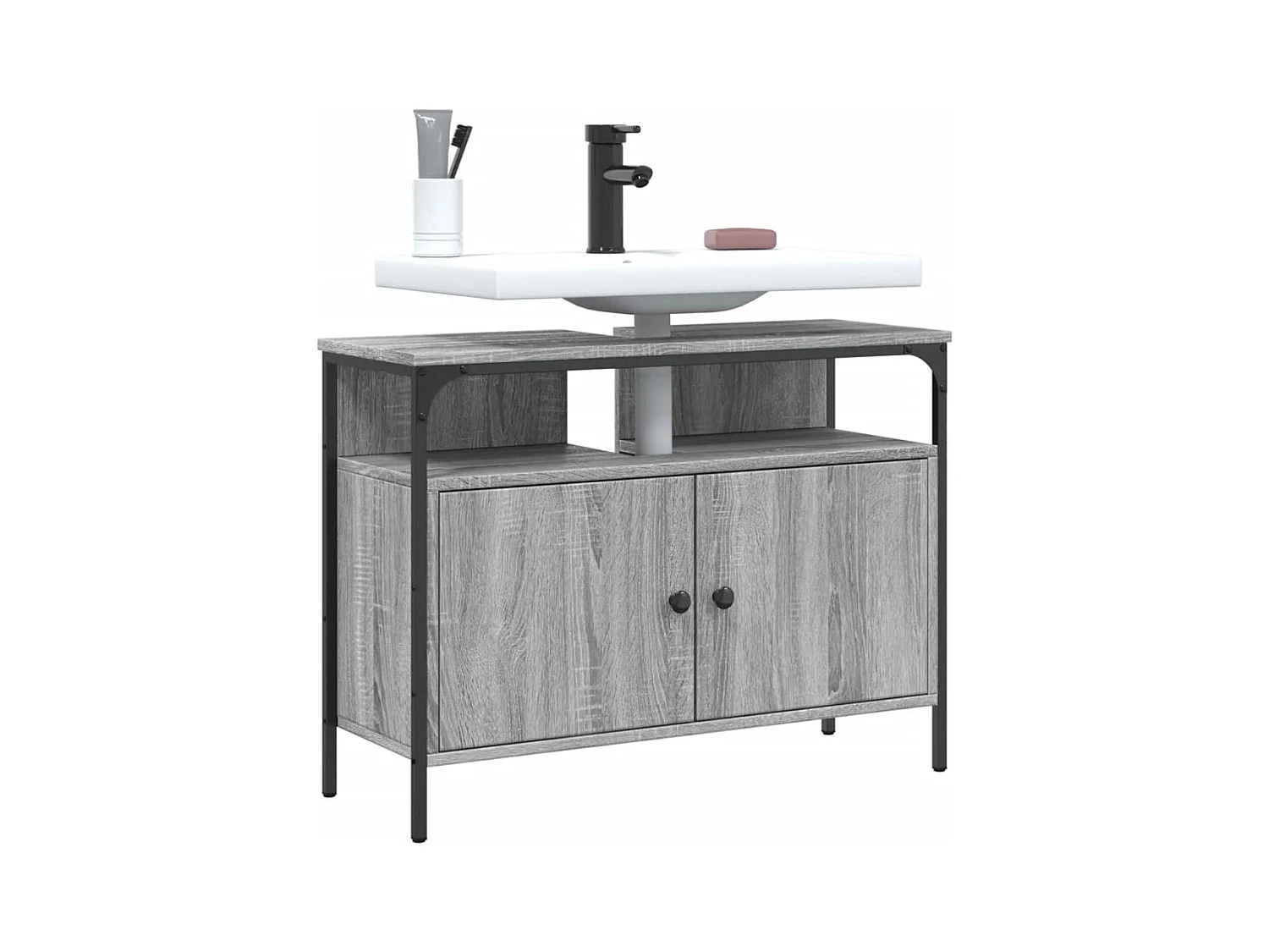 Meuble sous vasque sonoma gris 80x30x60 cm FR71413