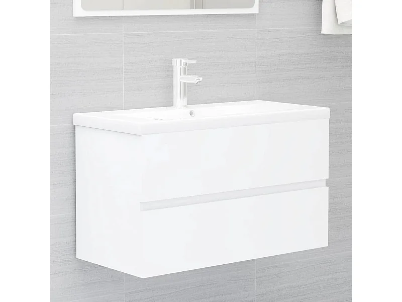 Meuble sous vasque Blanc 80x38,5x45 cm Aggloméré FR72485