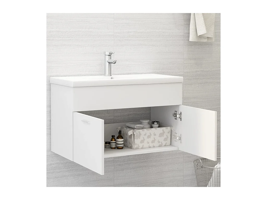 Meuble sous vasque Blanc 80x38,5x46 cm Aggloméré FR92411