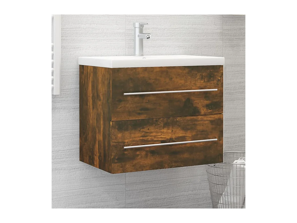 Armoire de lavabo Chêne fumé 60x38,5x48 cm Bois d'ingénierie FR21325