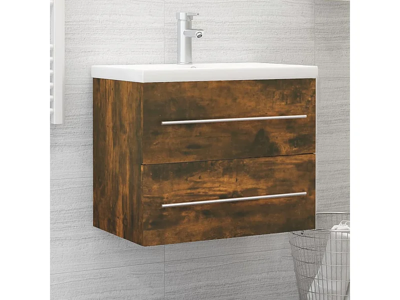 Armoire de lavabo Chêne fumé 60x38,5x48 cm Bois d'ingénierie FR21325