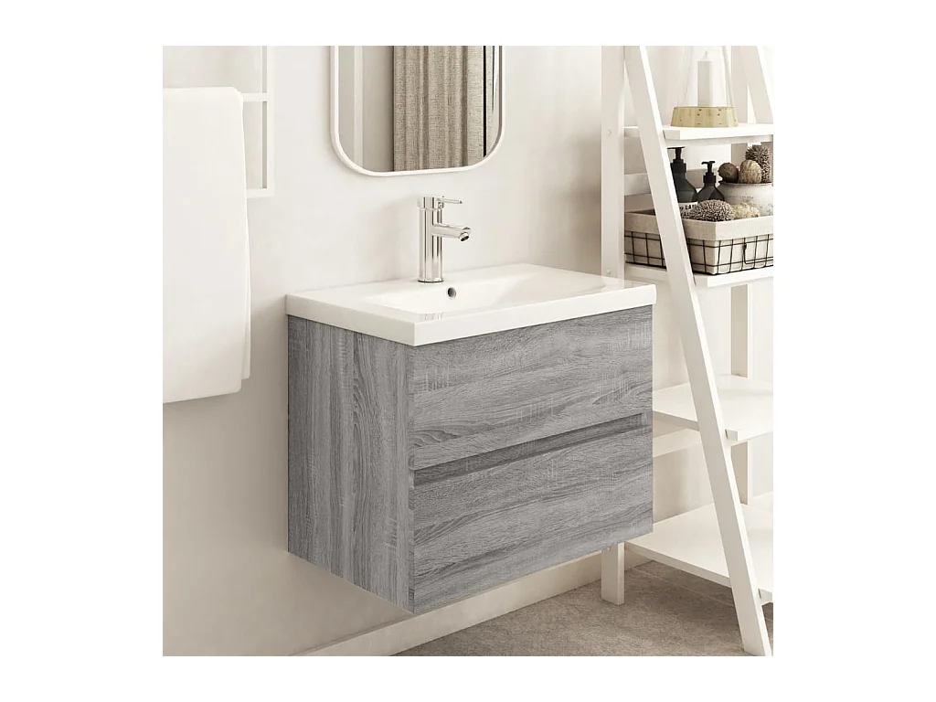 Meuble sous vasque Sonoma gris 60x38,5x45 cm Bois d'ingénierie FR41544