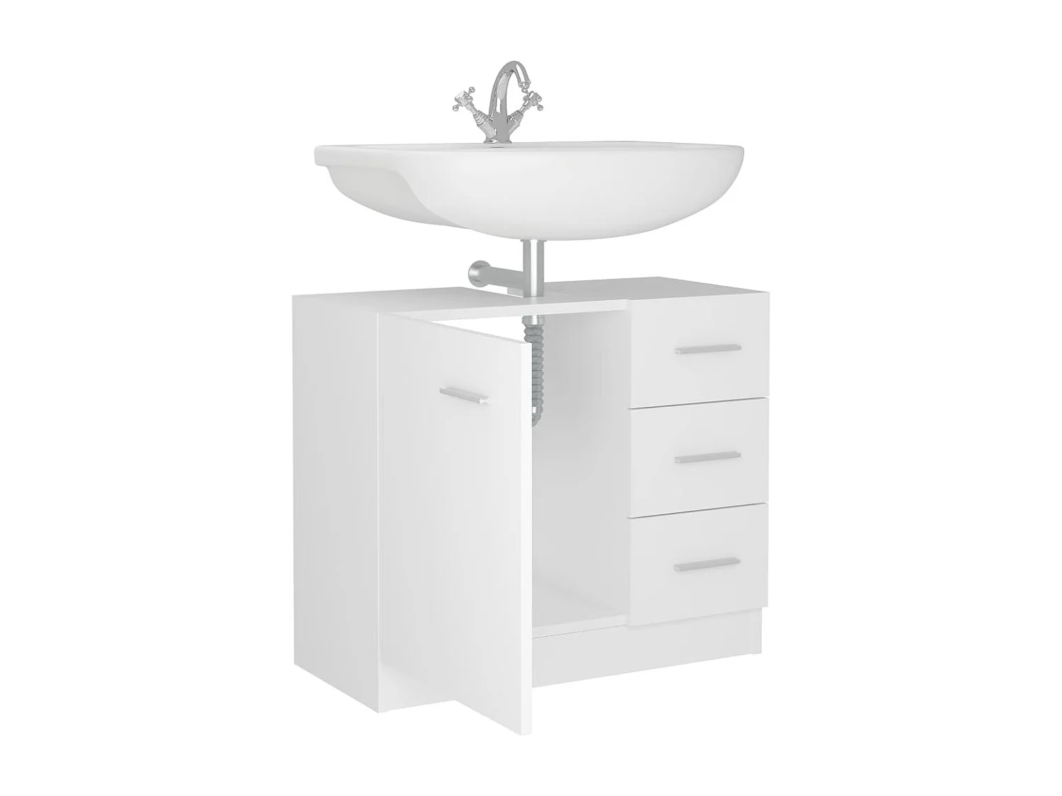 Armário de lavatório 63x30x54 cm derivados de madeira branco PT728181