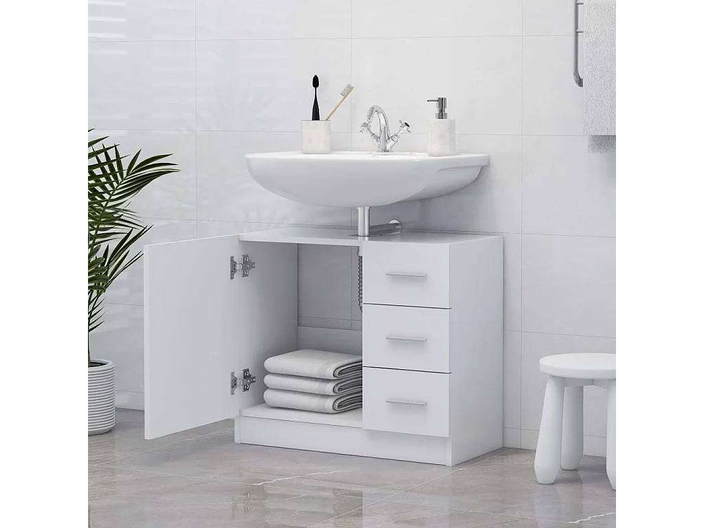 Meuble sous vasque Blanc 63x30x54 cm Aggloméré FR60745