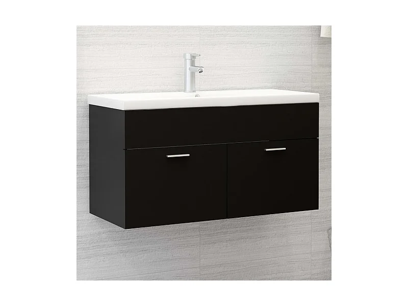 Armário de lavatório derivados de madeira preto PT174419