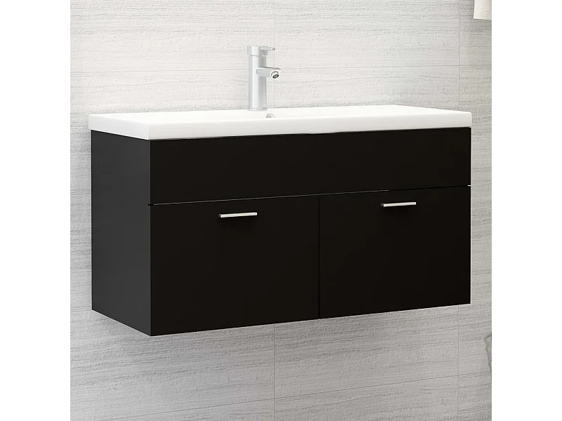 Meuble sous vasque Noir 90x38,5x46 cm Bois d’ingénierie FR68370