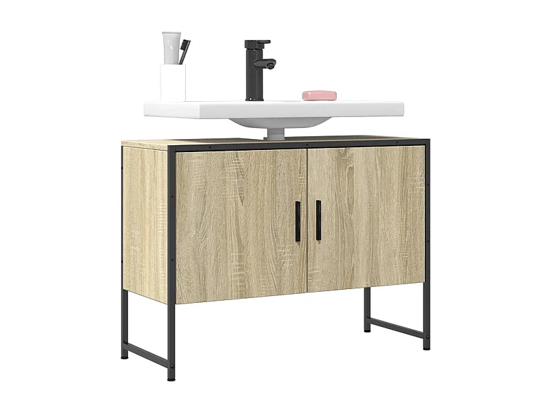 Meuble sous vasque chêne sonoma bois d'ingénierie FR12456