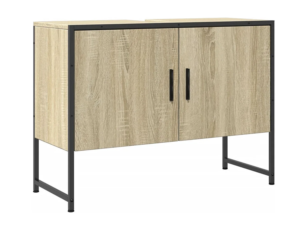 Meuble sous vasque chêne sonoma bois d'ingénierie FR12456