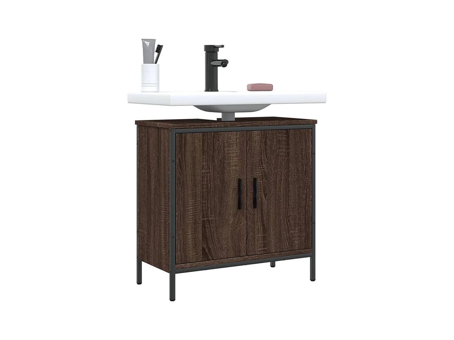 Meuble sous vasque chêne marron 60x30x60 cm FR29491