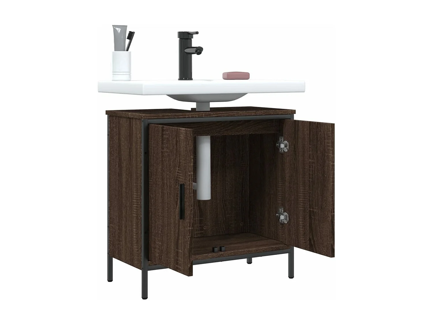 Meuble sous vasque chêne marron 60x30x60 cm FR29491