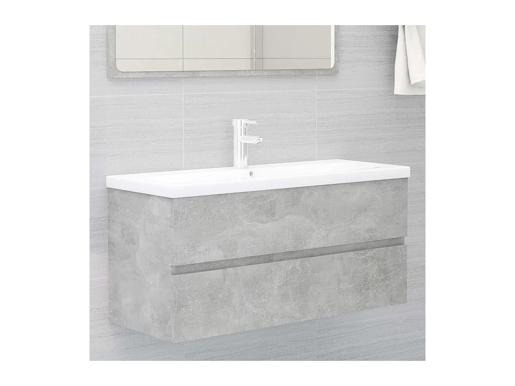 Meuble sous vasque Gris béton 100x38,5x45 cm Aggloméré FR24390