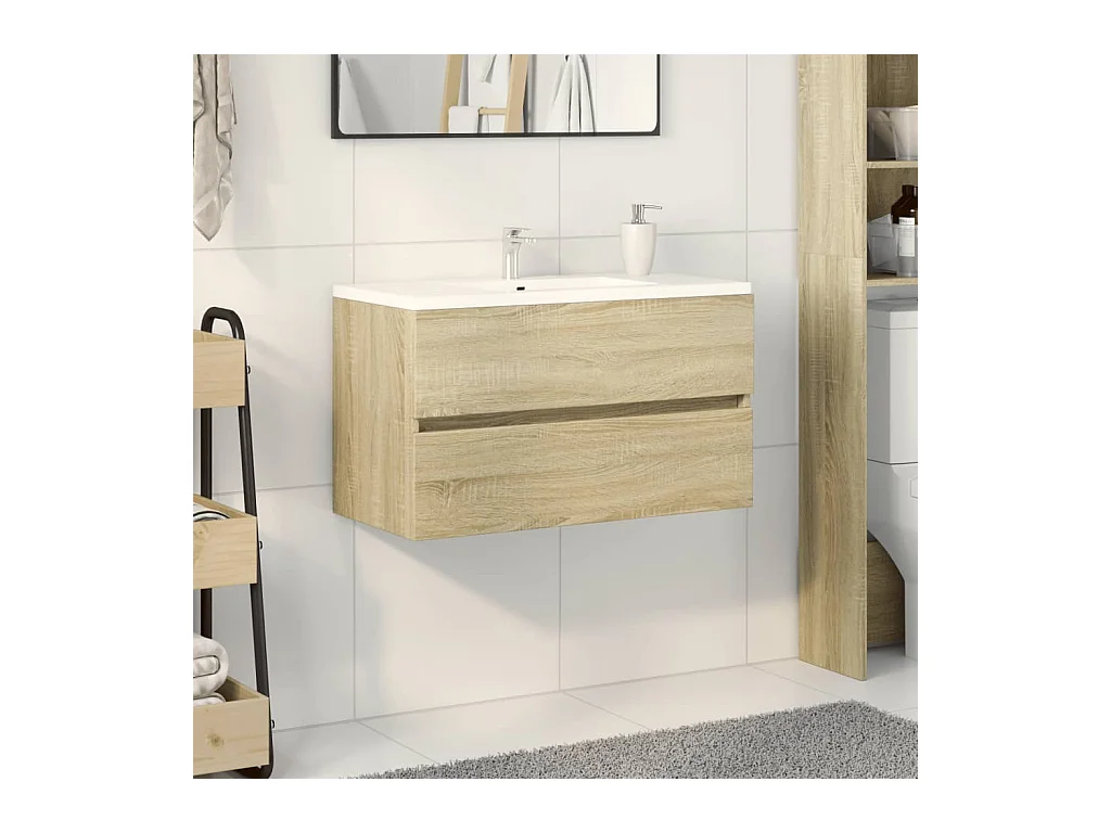 Meuble sous vasque chêne sonoma 80x38,5x45 cm Bois d'ingénierie FR32703