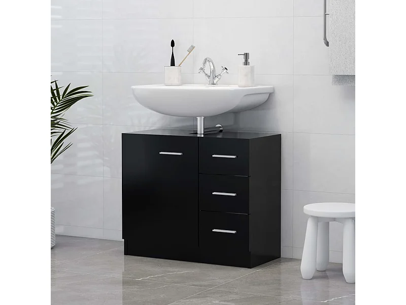 Meuble sous vasque Noir 63x30x54 cm Aggloméré FR89791