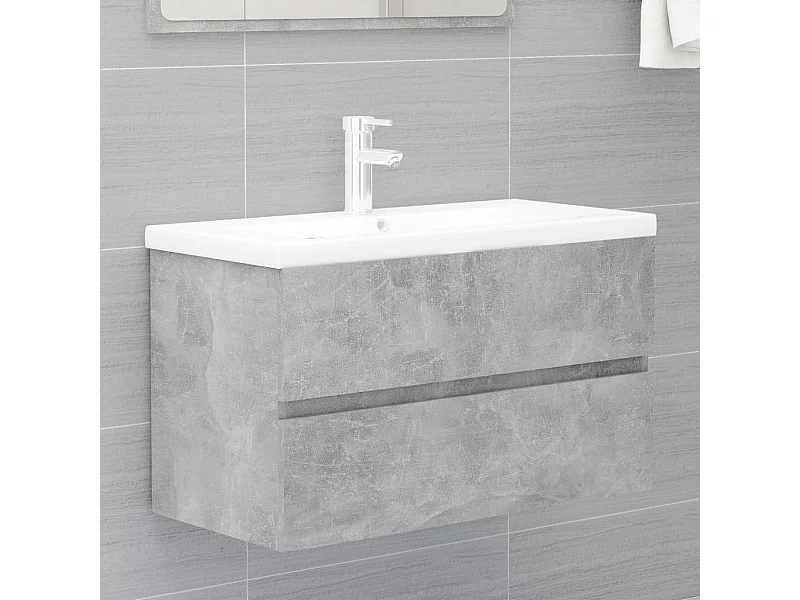 Mueble de lavabo madera ingeniería gris hormigón 80x38,5x45cm ES185066