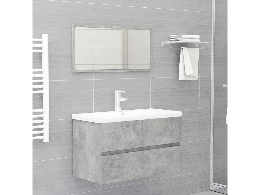 Meuble sous vasque Gris béton 80x38,5x45 cm Aggloméré FR35103