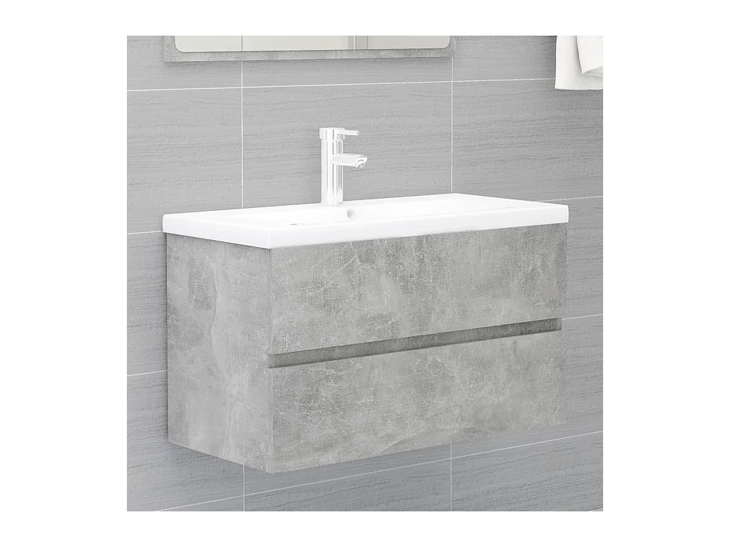 Meuble sous vasque Gris béton 80x38,5x45 cm Aggloméré FR35103