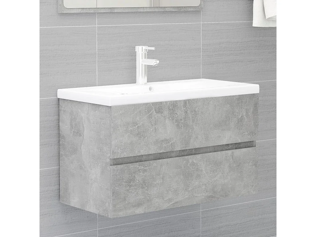 Mueble de lavabo madera ingeniería gris hormigón 80x38,5x45cm ES185066