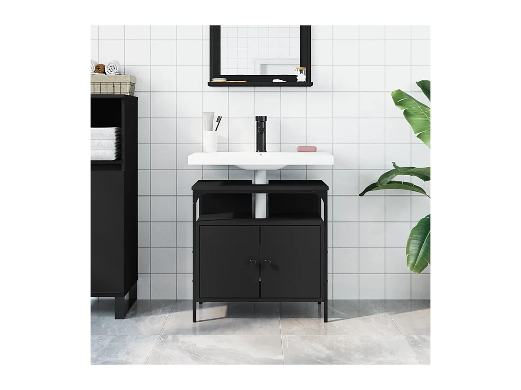 Meuble sous vasque noir 60x30x60 cm FR60657