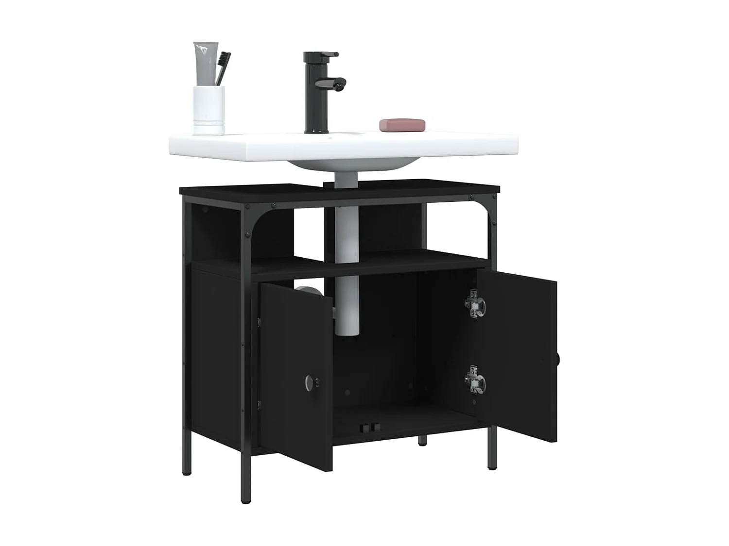 Meuble sous vasque noir 60x30x60 cm FR60657