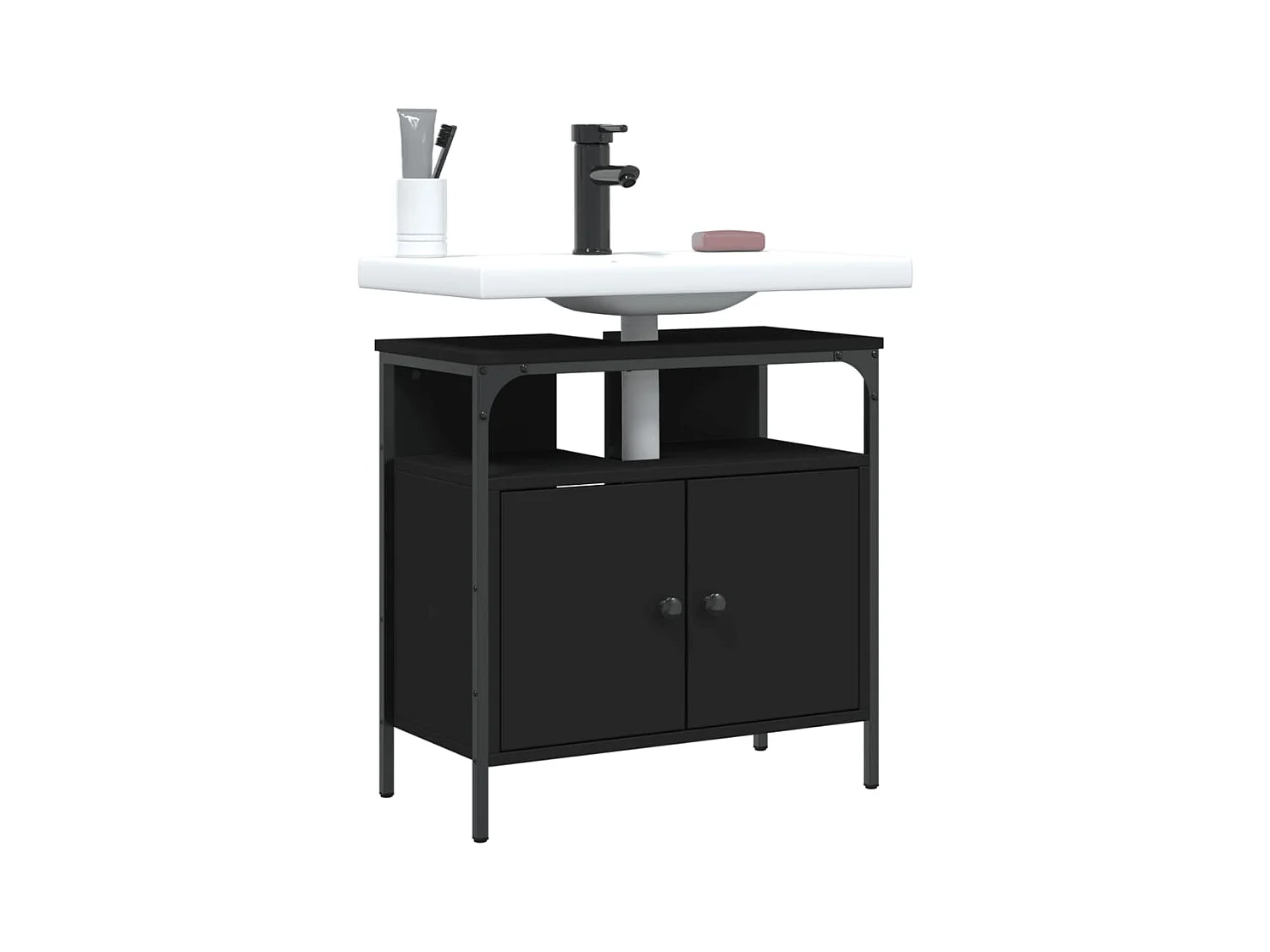 Meuble sous vasque noir 60x30x60 cm FR60657