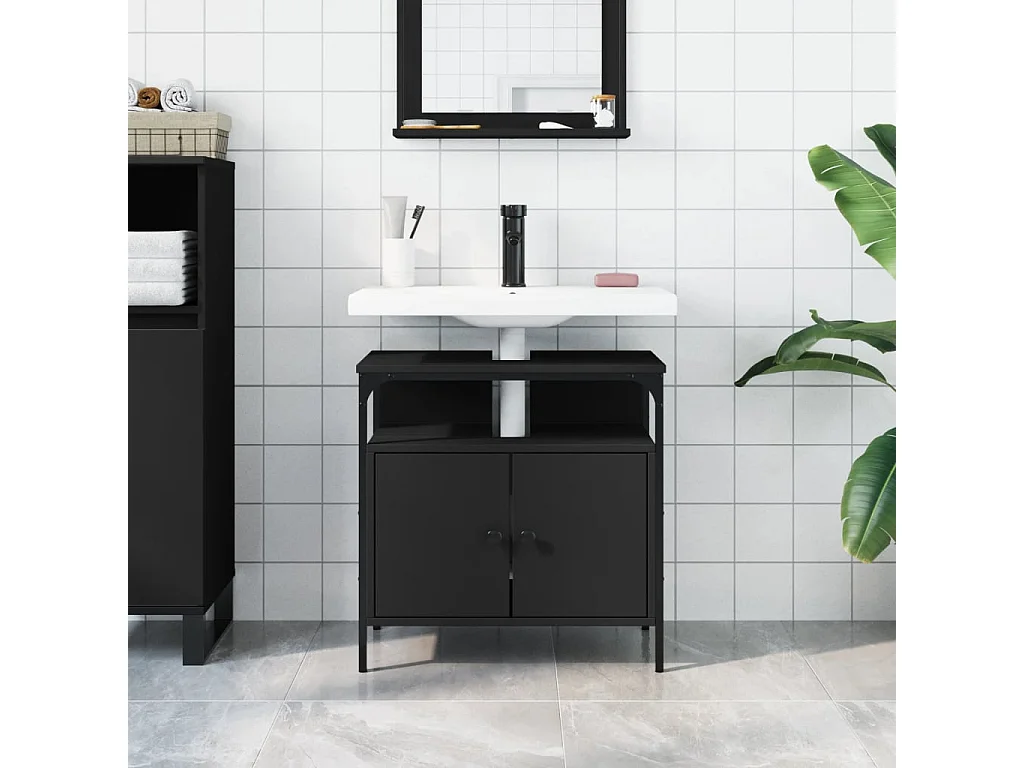 Meuble sous vasque noir 60x30x60 cm FR60657