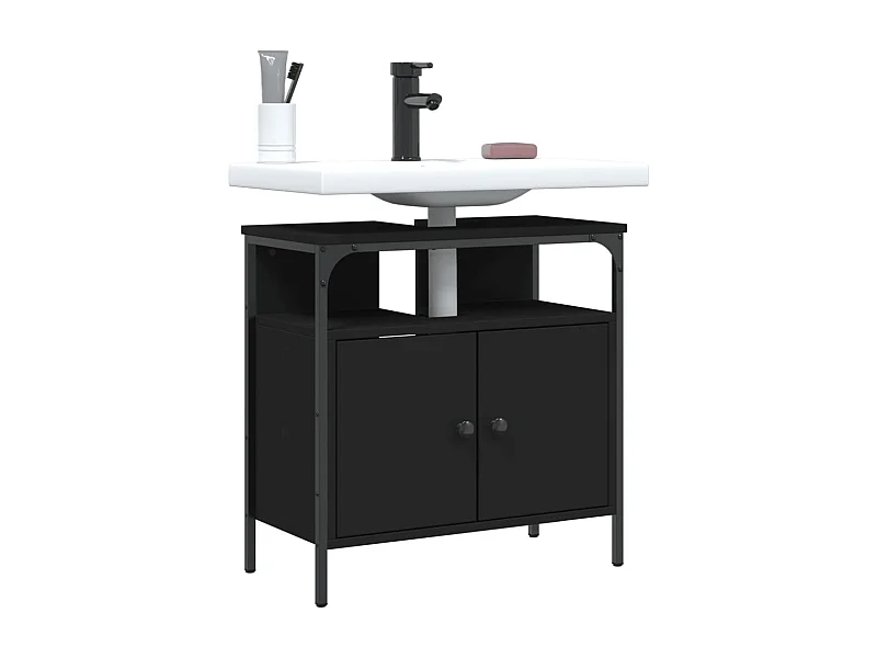 Armario para lavabo de baño madera ingeniería negro 60x30x60 cm ES256144