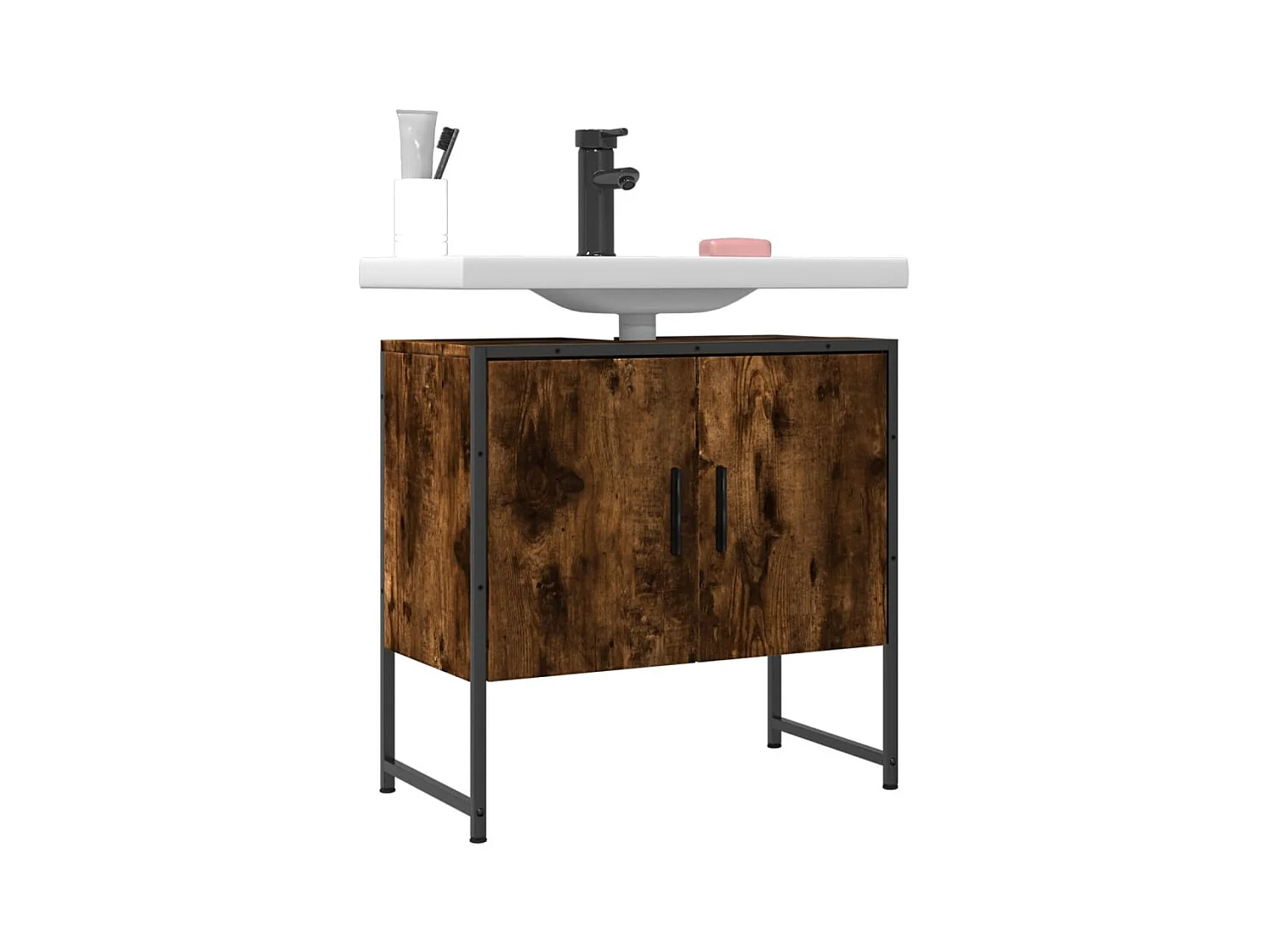 Meuble sous vasque chêne fumé 60x33x60 cm FR31498