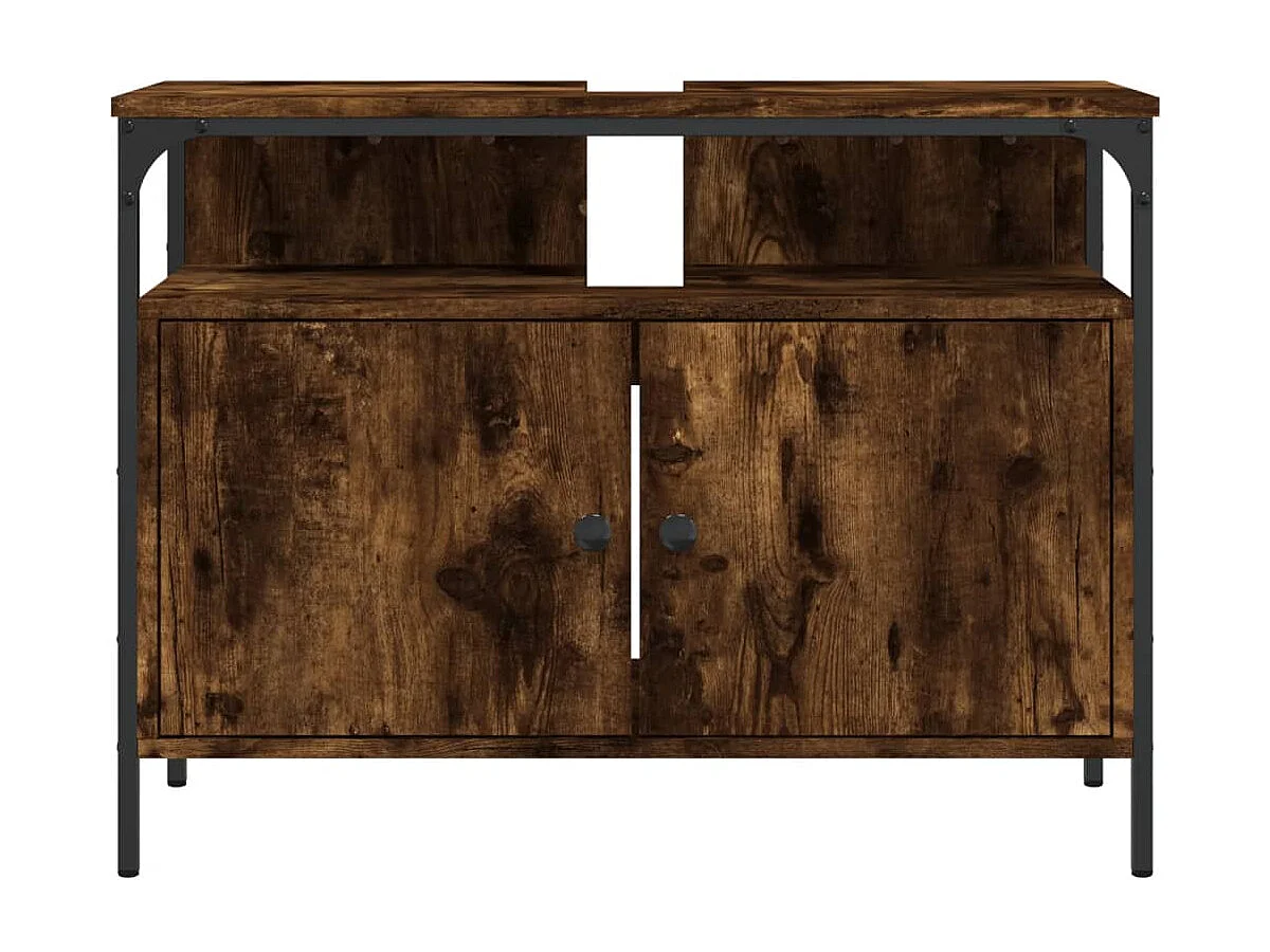 Meuble sous vasque chêne fumé 80x30x60 cm FR36861