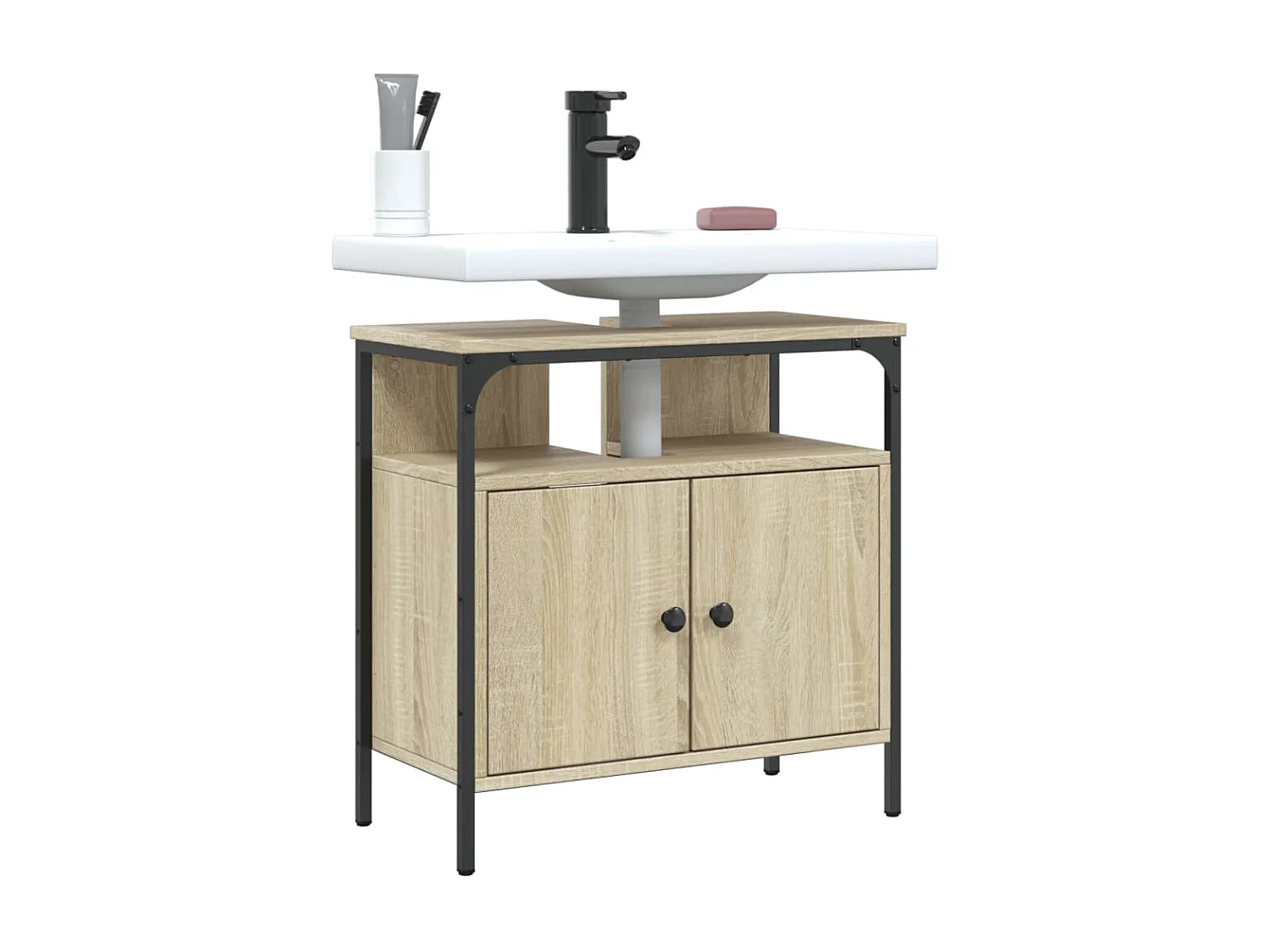 Meuble sous vasque chêne sonoma 60x30x60 cm FR10167