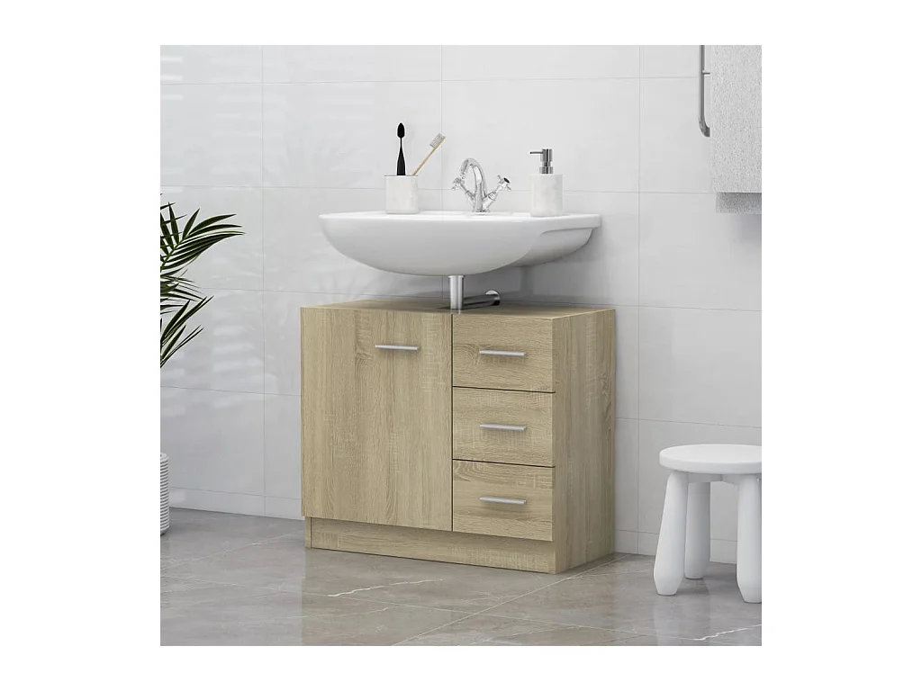Meuble sous vasque Chêne sonoma 63x30x54 cm Aggloméré FR14625