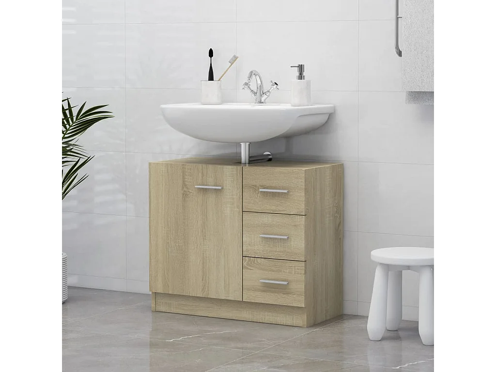 Meuble sous vasque Chêne sonoma 63x30x54 cm Aggloméré FR14625