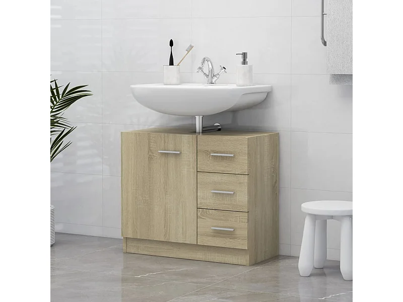 Meuble sous vasque Chêne sonoma 63x30x54 cm Aggloméré FR14625