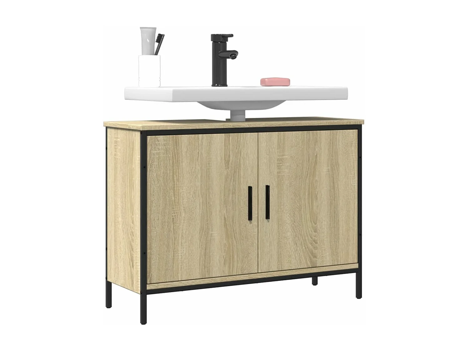 Meuble sous vasque chêne sonoma 80x30x60 cm FR71940