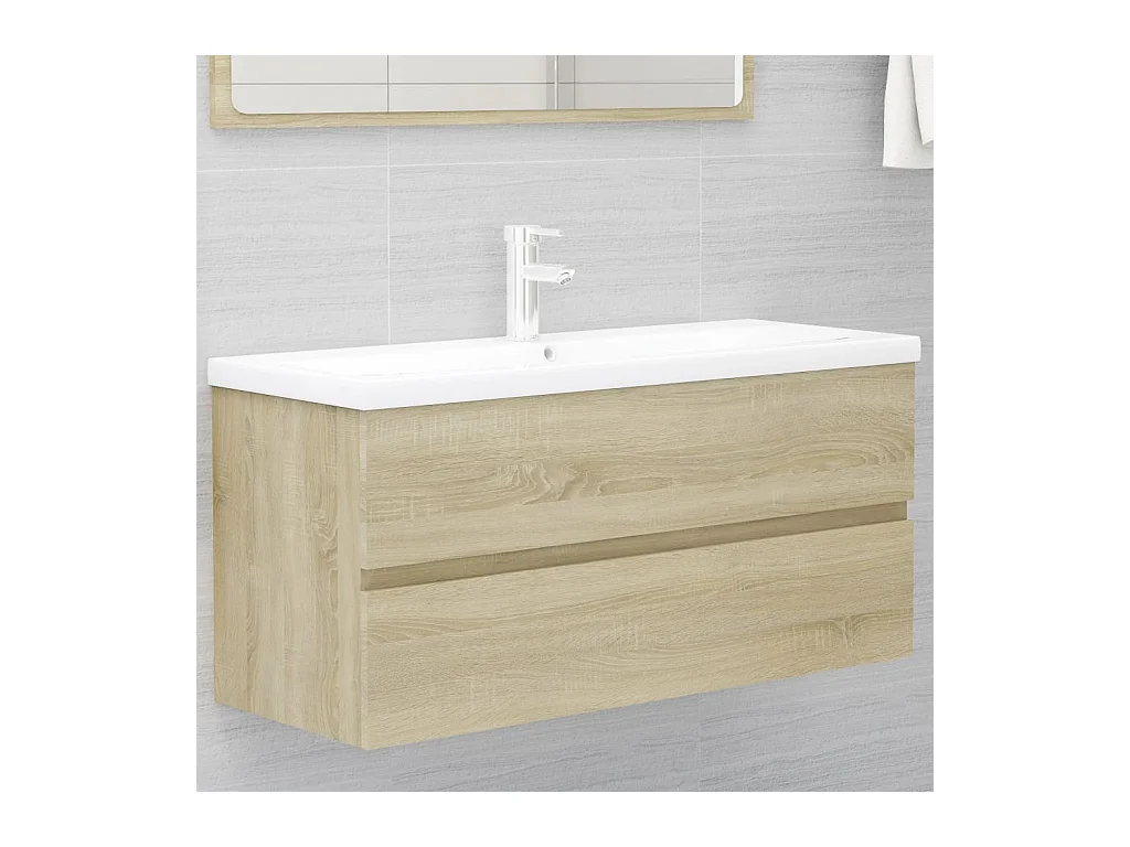 Meuble sous vasque Chêne sonoma 100x38,5x45 cm Aggloméré FR90622