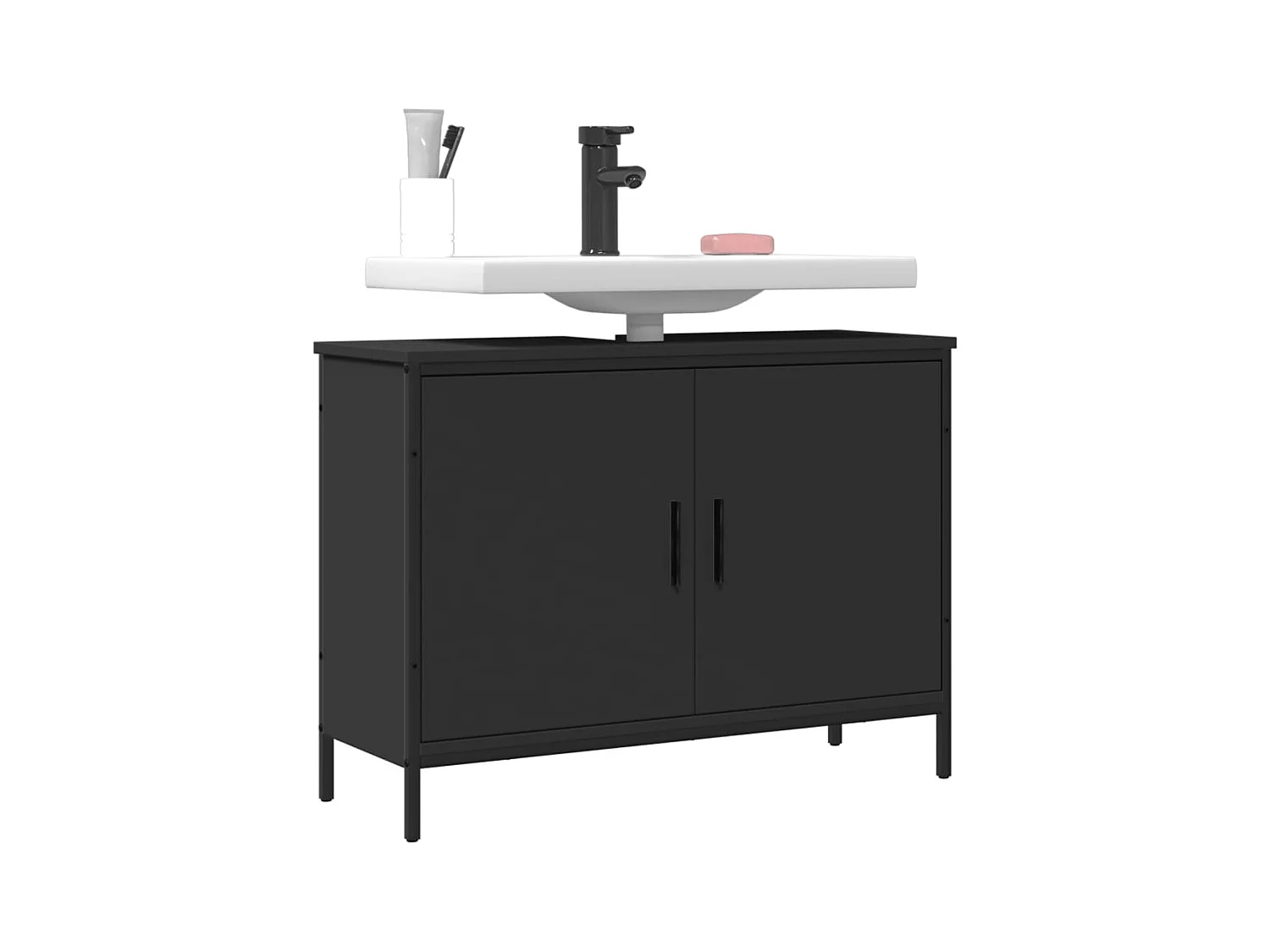 Meuble sous vasque noir 80x30x60 cm FR20931