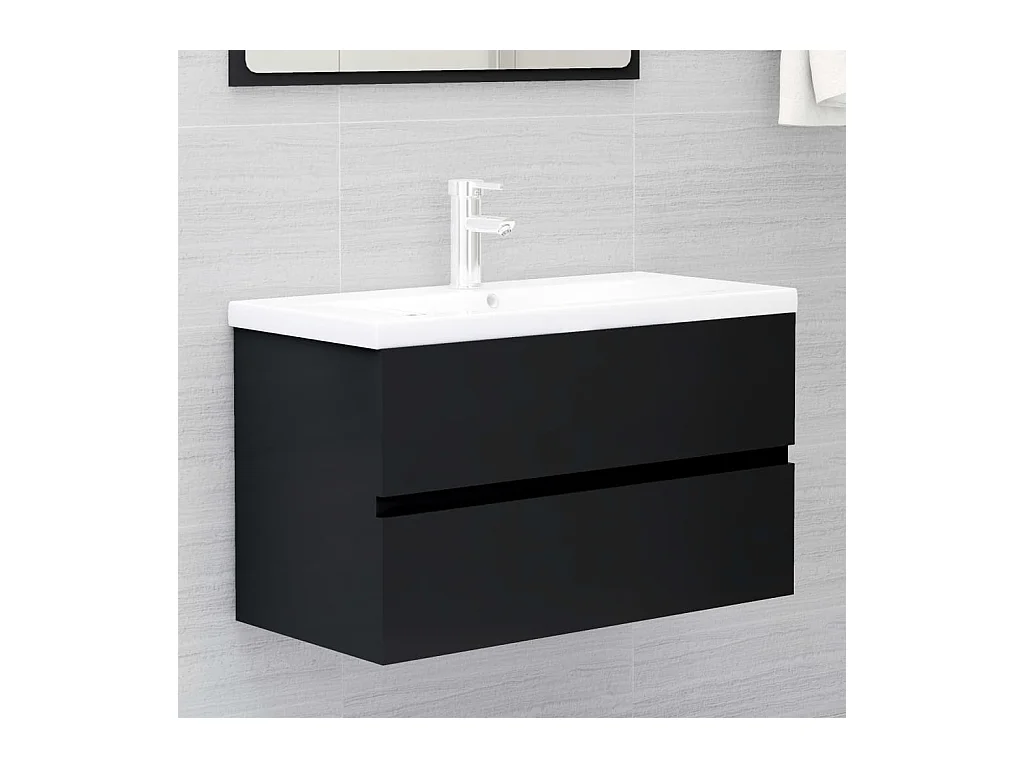 Meuble sous vasque Noir 80x38,5x45 cm Aggloméré FR71578