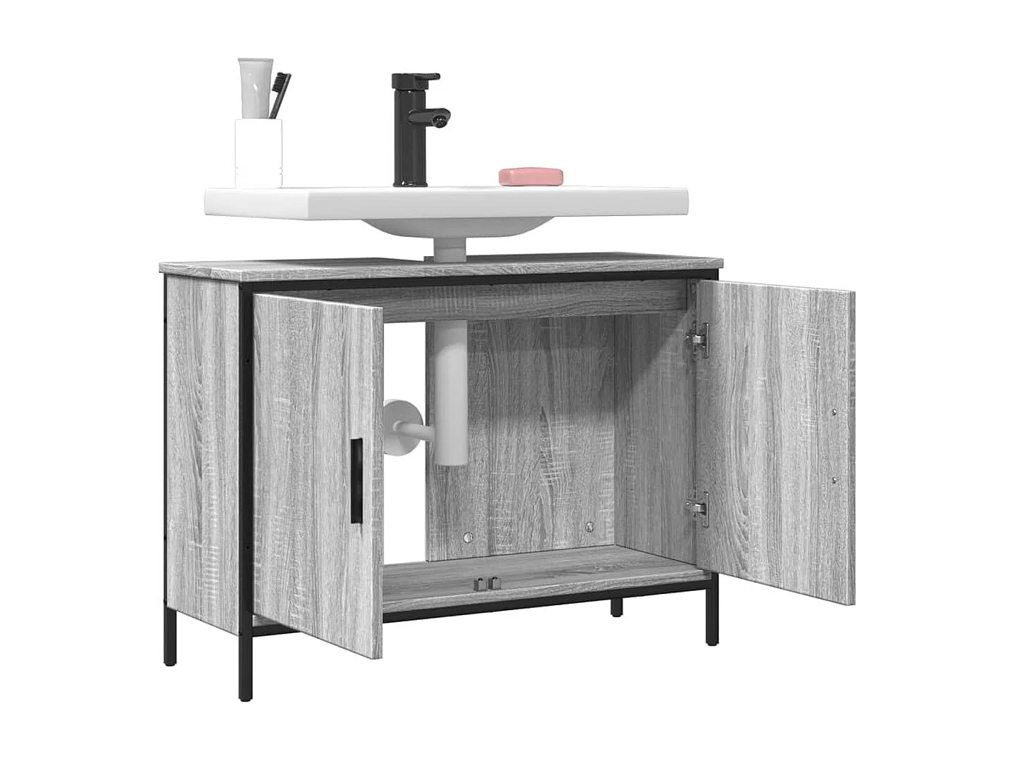 Meuble sous vasque sonoma gris 80x30x60 cm FR85103