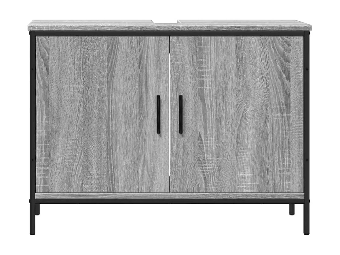 Armario lavabo baño madera ingeniería gris Sonoma 80x30x60 cm ES661194